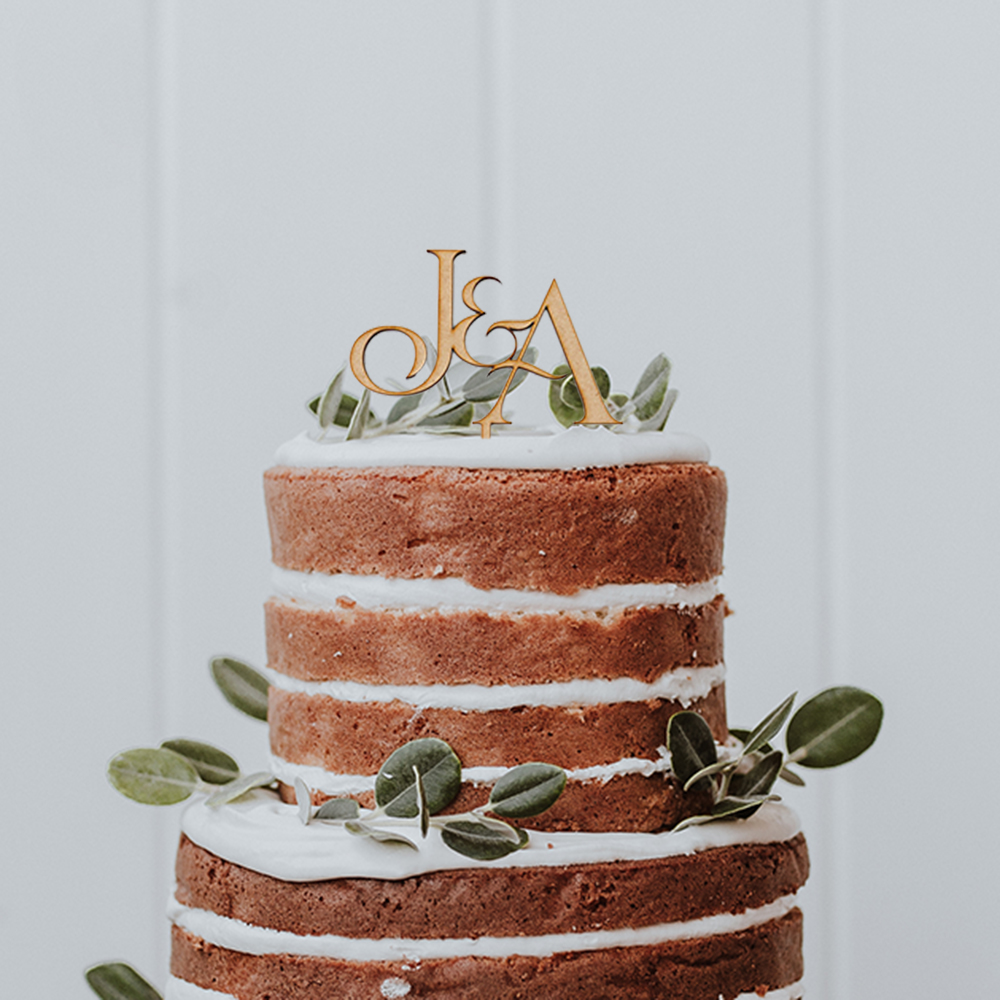 Topper para tarta de boda personalizado con iniciales